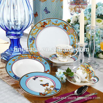 30 Pieces Luxury Bone China Butterfly Dinner Set